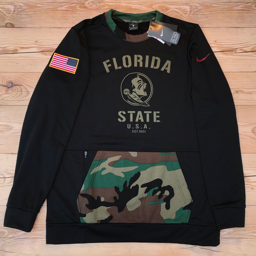 Nike FSU Florida State Seminoles Military Black & Camo Sweatshirt